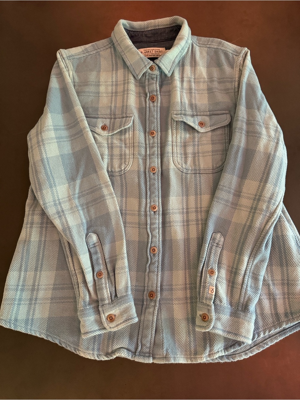 Outerknown Light Blue Plaid Button-Down Shirt
